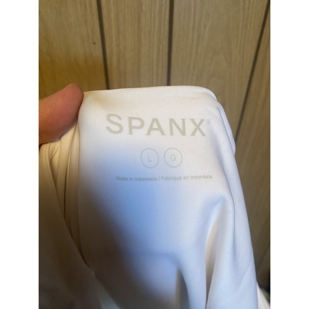 SPANX White Sleeveless Fit & Flare Midi Dress w/ Pockets L Cotton Blend - Picture 8 of 8
